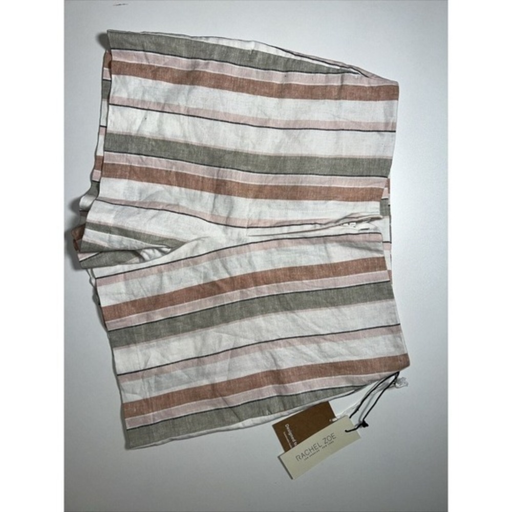 Rachel Zoe Striped Zip Front Linen Shorts Size‎ 6 NWT